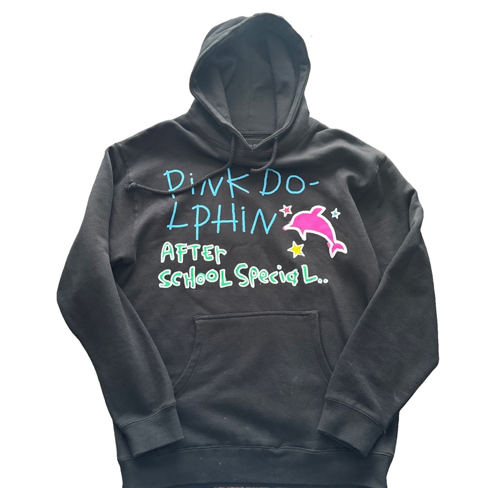 Pink Dolphin After School Special Graphic Print Pullover Hoodie Black Size M